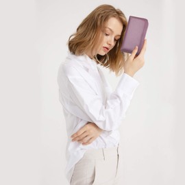 FANDARE Unisex Leather Wallet with RFID Wallet Men Women Wallet Long Wallet Money Clip Credit Card Holder Travel Wallet with 36 Card Slots, purple, Modern Vintage