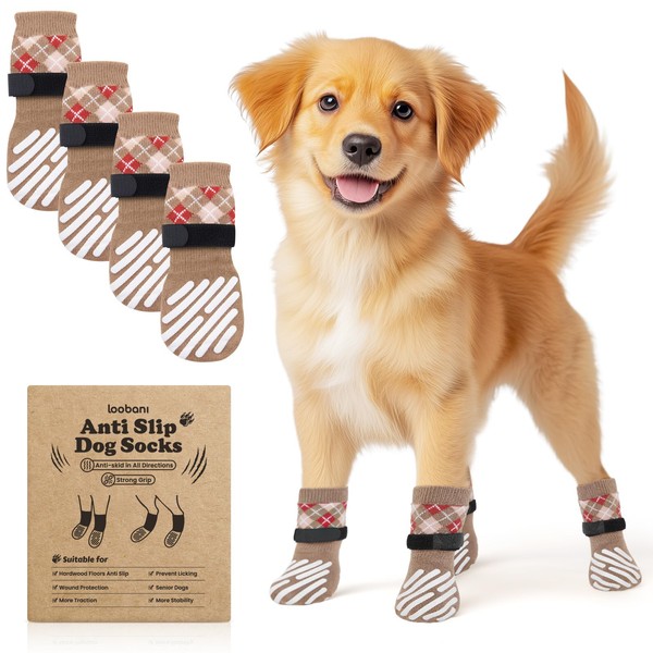 LOOBANI Dog Socks, Anti-slip, Anti-slip Socks, Hard to Take off,