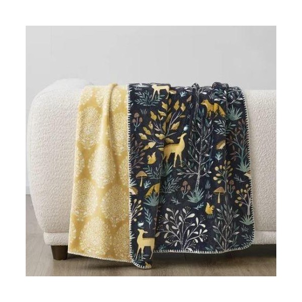 Casual Living Luxe Plush Throw Blanket - Reversible Floral Print