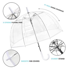 RONIARE Clear Bubble Umbrellas for Rain Large Windproof Dome Umbrella for Weddings,Prom, Graduation and Outdoor Events for Men and Women (Clear White)