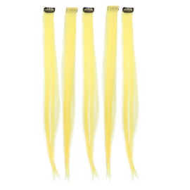 Highlight clip in hair extension, 21.65 inch length, easy to detach, attachable color clip for cosplay party Lemon yellow