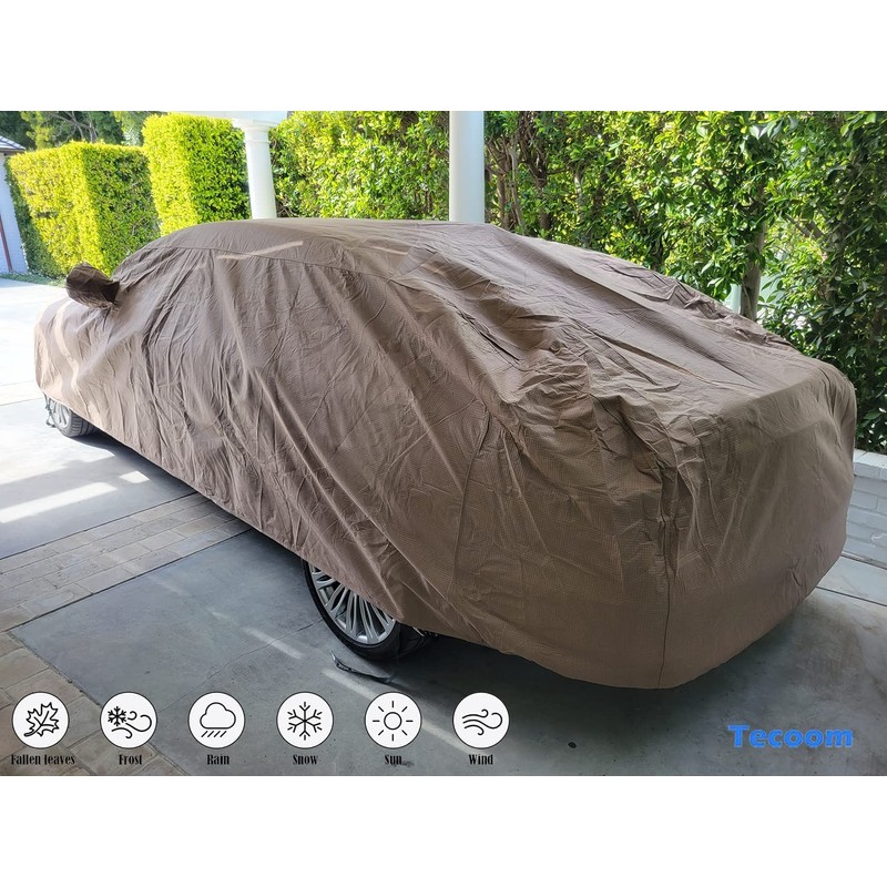 Tecoom Thick Shell Car Cover Super Breathable-Waterproof Windproof Snow Sun