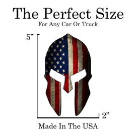 Large Spartan Gladiator 300 Helmet American Flag Patriotic Auto Car Decal Bumper Sticker Truck RV SUV Boat Window Support US Military (5")