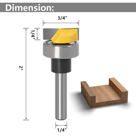 Yakamoz 1/4 Inch Shank Bearing Flush Trim Hinge Mortising Plunge Template Router Bit 3/4" Cutting Diameter Woodworking Milling Cutter Tool