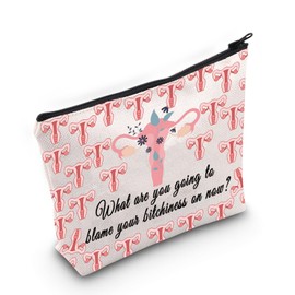 PLITI Funny Hysterectomy Gift Hysterectomy Recovery Gift Uterus Removal Gift Uterus Makeup Bag for Women (Blame bitchiness bagCA)
