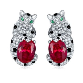 ER1-4-0002(RED) 925 Created Ruby Earrings