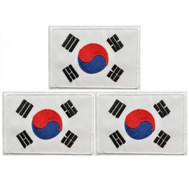 Paquete de 3 parches de bandera de Corea, parches de banderas coreanas, parches de bordado de bandera táctica de Corea, para sombreros, bolsas tácticas, chaquetas, parches de ropa del equipo militar