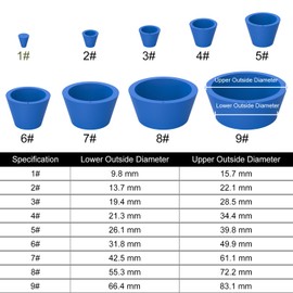 XCD Filter Adapter Cones, 9 Pack Tapered Collar Rubber Stopper Buchner Funnel Flask Cones Adapter Set with Smooth Surface Durable Wear-Resistance Filter Adapter Cones for Lab Supplies, Blue