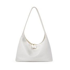 Leather Hobo Bags for Women Small Soft Shoulder Purse White Slouchy Tote Handbag with Double Zipper Design 2025