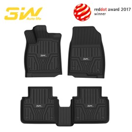3W Floor Mats For Honda Accord 2018-2022 All Weather Custom Fit Car Liners Black