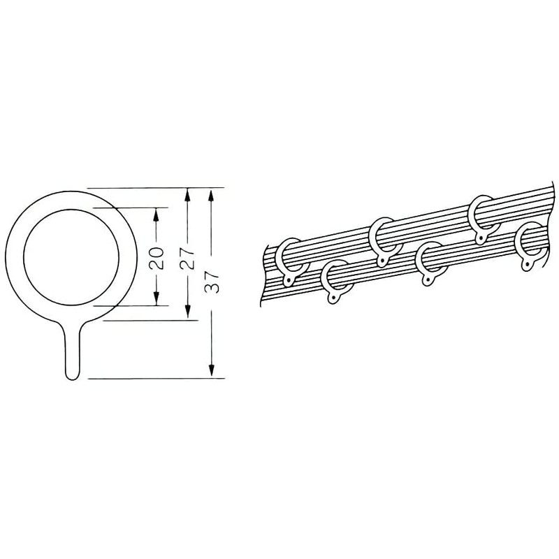 Fullness SC-M2118 Curtain Ring Runner SS 10 Pieces, Diameter Approx.