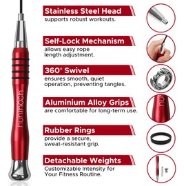 High Speed Jump Rope - Self-Locking No-Screw Design, 360° Fast Rotation, Silicone Textured Design, Non-Slip, Includes 2 Speed Ropes Cables for Optimal Fitness Training & More - Jump Rope. (Red)