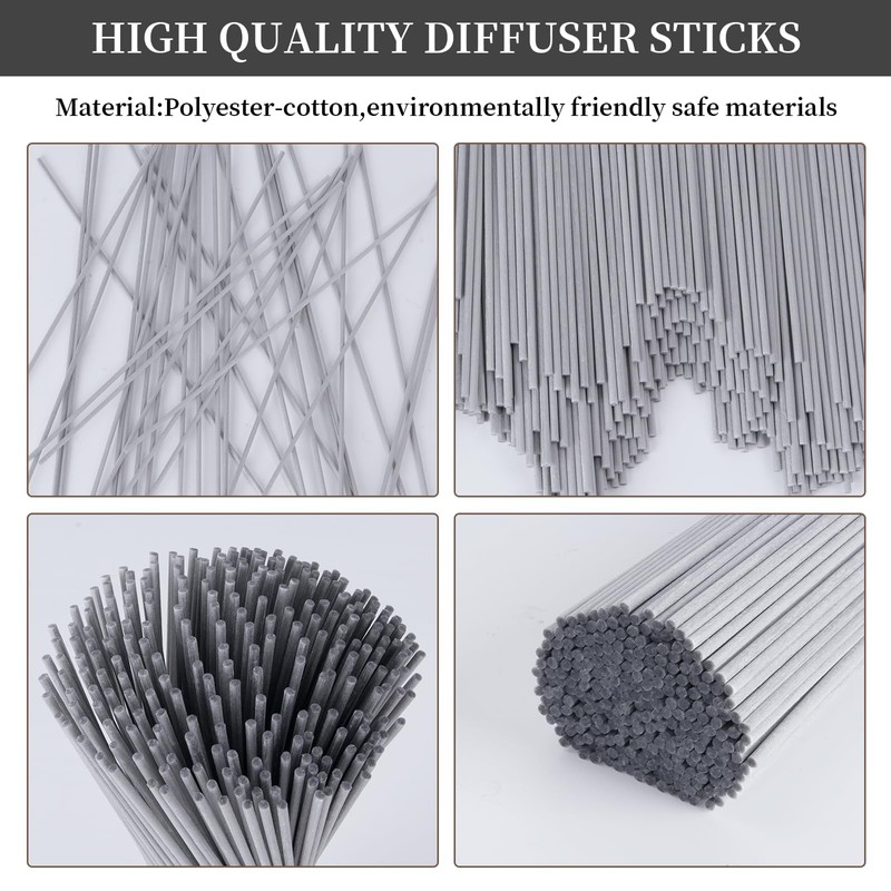 130PCS Reed Diffuser Sticks -10Inch Grey Natural Reed Diffuser,Essential Oil