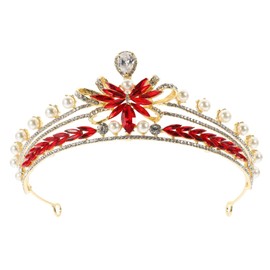 FOMIYES 2pcs Sparkly Crystal Headband Crown Bridal Hair Accessories Pearl Rhinestone Crown for Women