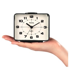 Wuyiway Analog Alarm Clock for Bedroom,Silent Non Ticking,Lighted on Demand and Snooze,Ascending Beep Sounds,Battery Operated,Retro Design,Easy to Set (Black)
