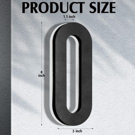 ROCEEI 8 Inch Backlit LED House Number 0-9 for Outside Waterproof Stainless Steel Home Address Number Large Modern Lighted 12V DC Low Voltage House Number LED Illuminated Home Number(Bright)