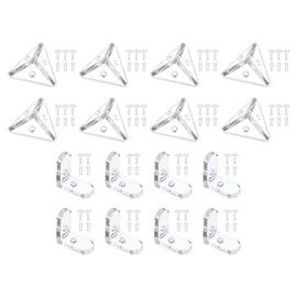 sourcing map 8 Set Acrylic Corner Bracket L-Shaped and Triangle Corner Connector Joint Hanger Brace Brackets Transparent w/Snap for Reinforcement Connecting Furniture