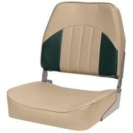 Overton's Economy Low-Back Fishing Seat – Embossed Center Panel, Injection-Molded Frame, UV-Protected Marine Vinyl, 200 lb Capacity