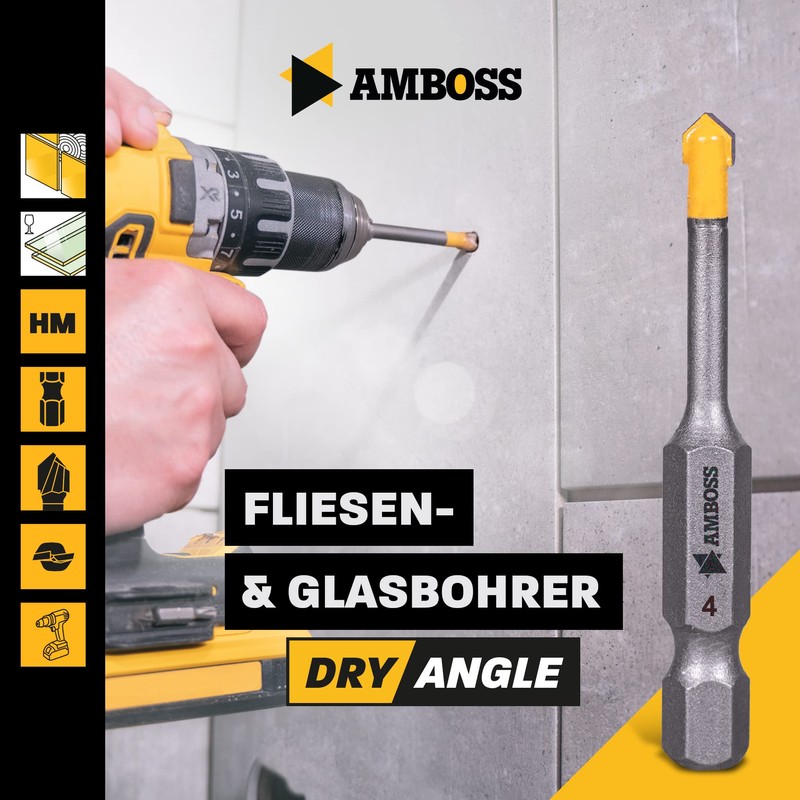 Anvil DryAngle Diameter 4 mm Tile Drill, Glass Drill, Ceramic