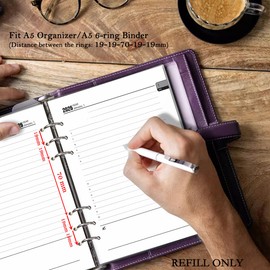 2026 Calendar Insert A5, 6-Hole, 1 Day per Page with Monthly Overview, Notes, Contact, January-December, A5 Calendar Inserts 2026, Daily Calendar