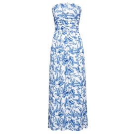 GRACE KARIN Women's 2024 Summer Bohemian Floral Printed Strapless Beach Party Long Maxi Dress