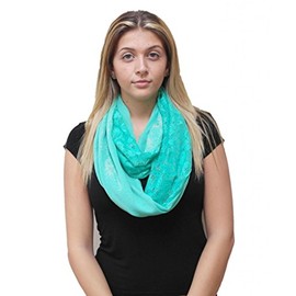 Demyrs Women's Floral Fashion Infinity Scarf with Lace One Size Mint
