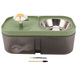 Cat Water Fountain Food Bowl High Capacity Quiet 2 In 1 Pet Feeder Water Dispenser Feeding Machine Green