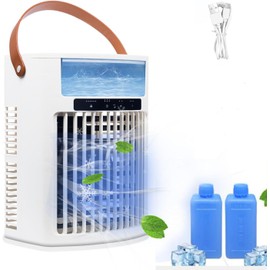 Portable Air Conditioner, Air Cooler, 1000ml Cold Fan Air Conditioner, 5 Air Speeds and 7 LED Lights, 2 Ice Packs, 3 Cold Mist and 2/4/6 Timer, USB Cold Fan for Home, Office and Outdoors.