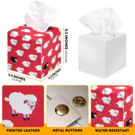 2 Pieces a Set, Square Tissue Box Cover, Leather Tissue Cube Box Holder, Facial Paper Organizer Dispenser, Modern Home Decoration for Bathroom, Home, Car, Nightstand, Office Desk