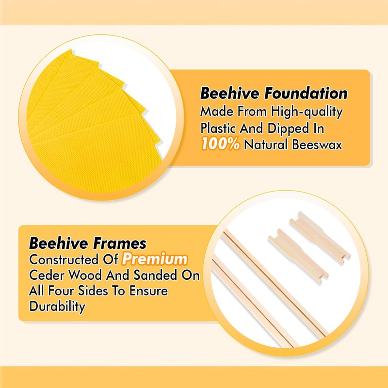 POLLIBEE Bee Hive,10 Frame Bee Hives Boxes Starter Kit, Langstroth