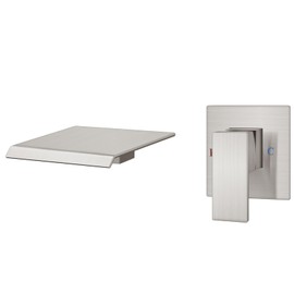 Aolemi Tub Faucet Waterfall Bathtub Faucets Wall Mount Tub Filler Bathroom Sink Single Handle with High Flow Spout Rough-in Valve Included Brushed Nickel