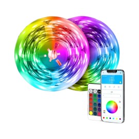 DAYBETTER 130ft LED Strip Lights RGB Indoor Desk Bedroom Decor with Remote 24V Smart Power Supply Perfect Birthday GiftsEmitting Color: RGB, Lamp Power(W): 25, Length: 30m