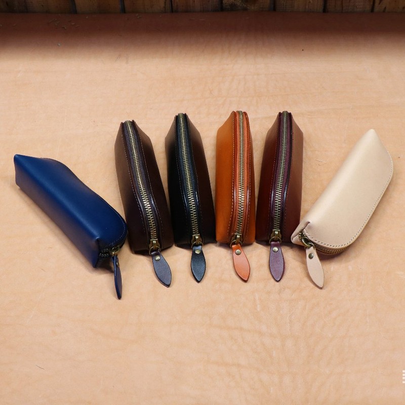 Pen Case, Genuine Leather, 15 Pieces, Chuck, Soft Leather, Sewing,
