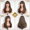 FESHFEN Long Wigs with Bangs, Synthetic Natural Looking Layered Straight