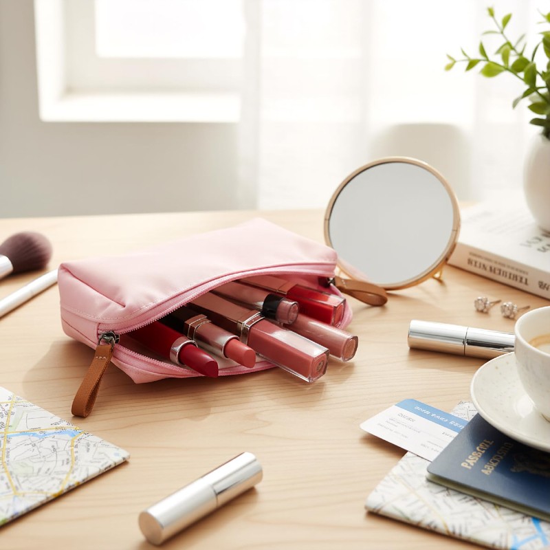 Hopzab 2 PCS Travel Makeup Pouches, Small Waterproof Cosmetic Bag