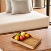 KALEKAIL Rattan Serving Tray, Woven Wicker Rectangle Tray Shallow Basket