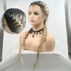 SERENEWIG 24" Brown Blonde Ombre Double Braids Wigs with Baby