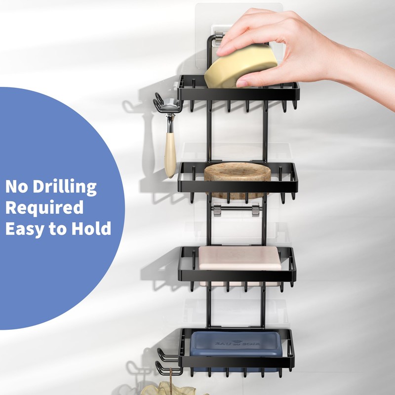 Moforoco 4 Tier Soap Bar Holder for Shower, No Drilling,