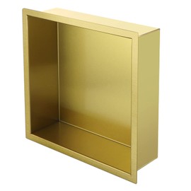 Sanbege 12"×12" Shower Niche Brushed Stainless Steel, Recessed Shower Caddy, Bathroom Shelf Insert Fits for 11"x11" Wall Hole Installation (Gold)