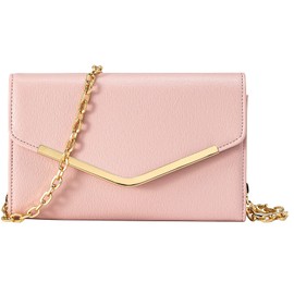 Autumnwell Clutch Purse Evening Bag for Women，Pink Envelope Handbag With Detachable Chain for Wedding and Party
