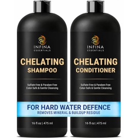INFINA ESSENTIALS Set de Champú y Acondicionador de Agua Dura Quelante Con Chelactik-3 y Aceite de Romero - Champú y Acondicionador Detox de Metal