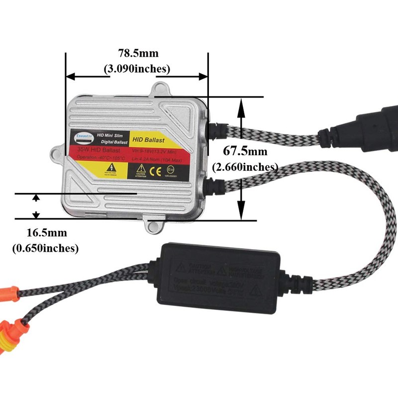 Eseastar 9003 H4 HID Kit, Relayless, 35 W, Hi/Low Switch,