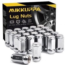 MIKKUPPA M14x1.5 Lug Nuts - Replacement for Chevy Silverado, Ford, GMC Aftermarket Wheel - 24pcs Chrome Seat Wide 23mm Closed End Bulge Acorn One-Piece Wheel Tire Lug Nut