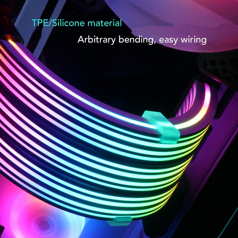 24 Pin RGB Power Extension Cable Kit ARGB 18AWG Silver