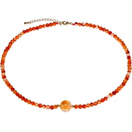 Wizock Spiritual Crystals and Stones Beaded Necklace Citrine Necklaces for Women Wealth Balance Adjustable Birthstone Jewelry Choker (Orange Agate)