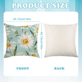 Daisy Cushion Cover, 2 Pieces, Decorative Cushion Cover, Summer, 45 x 45 cm, Summer Cushion Decoration for Sofa, Bedroom, Holiday Home (Daisies)