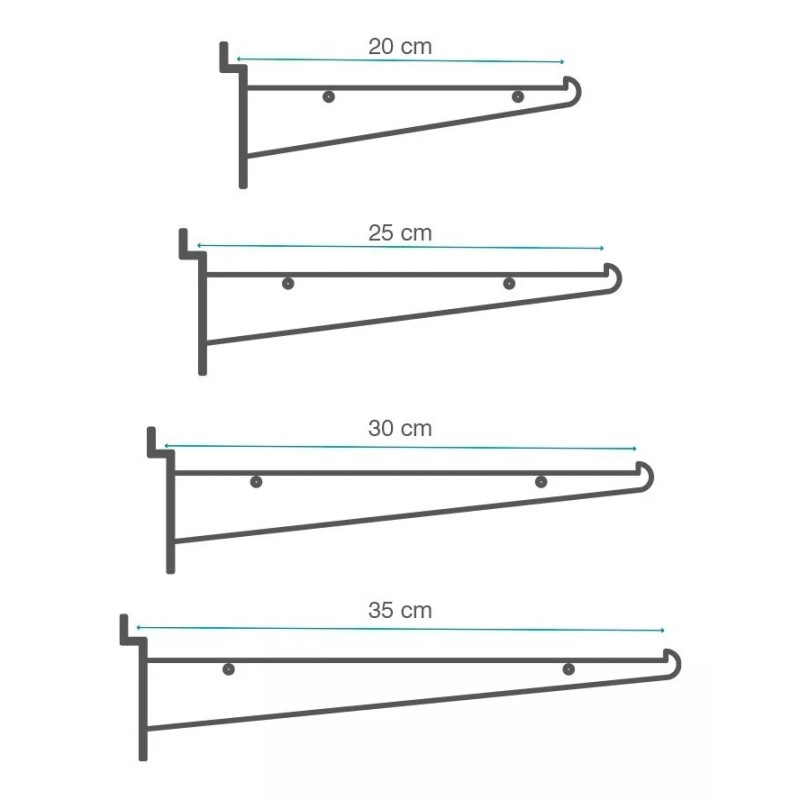 Exhivit Mensula Gancho Panel Ranurado Exhibipanel 30 Cm 30 Piezas