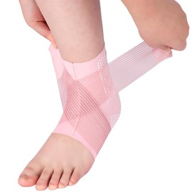 MATSOONY Ankle Brace Support for Women & Men, Adjustable Compression Ankle Brace for Sprains, Plantar Fasciitis Achilles Tendon Relief - Breathable Pink Ankle Support for Sports, Running & Daily Wear