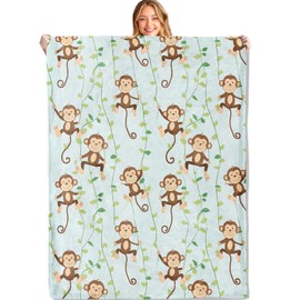MIEPOS - Manta de overol de 50 x 60 pulgadas, suave y ligera, manta divertida de árbol de vid y selva, regalos para niños, adultos y amantes de los animales, para sofá, oficina, viajes, decoración del