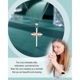 D Dongjiangjin Gift Cross Necklace Christian Gifts for Women First Communion Baptism Confirmation Gifts for Girls Women Adults